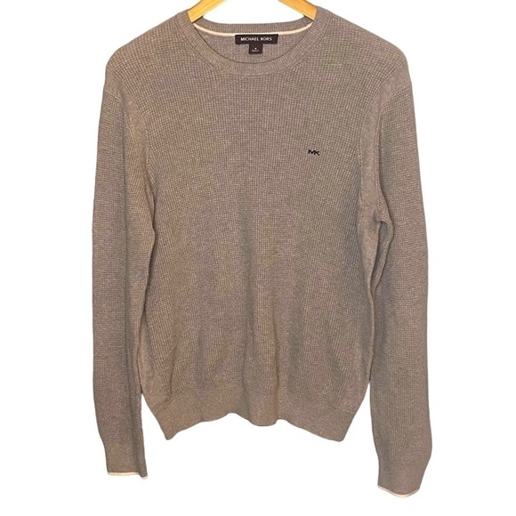 Michael Kors Gray Long Sleeve Waffle Knit Shirt Size M - Picture 1 of 9